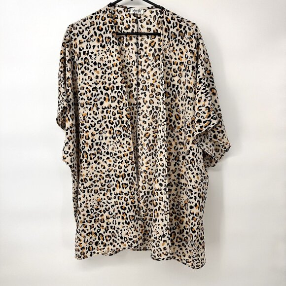 Texas True Threads Leopard Animal Print Cardigan Short Sleeve Over Shirt Small - Picture 1 of 7